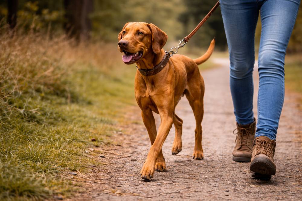 Hund beim Spaziergang