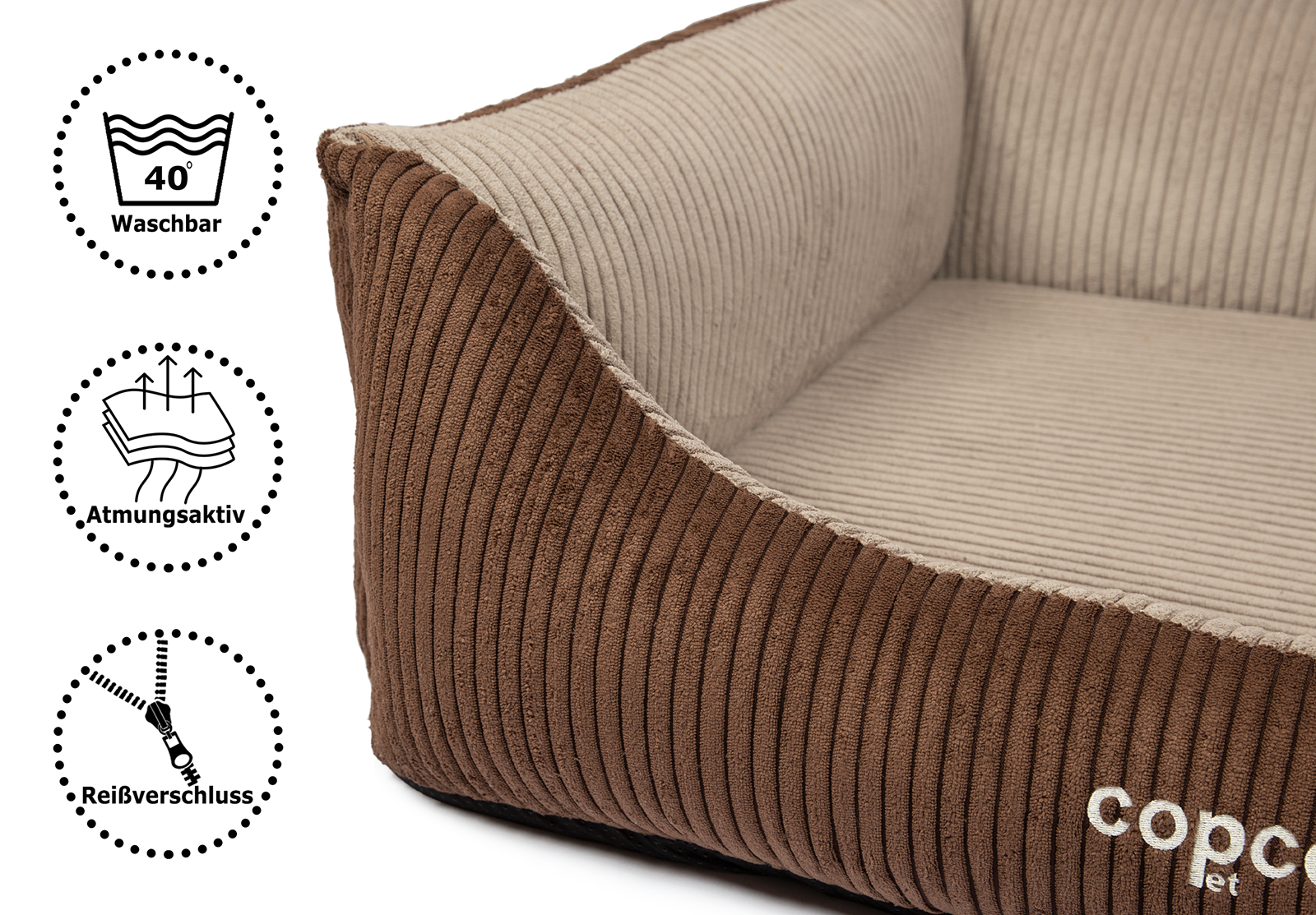 CopcoPet Hundebett Kyra Braun/Beige ca. 70 x 55 cm