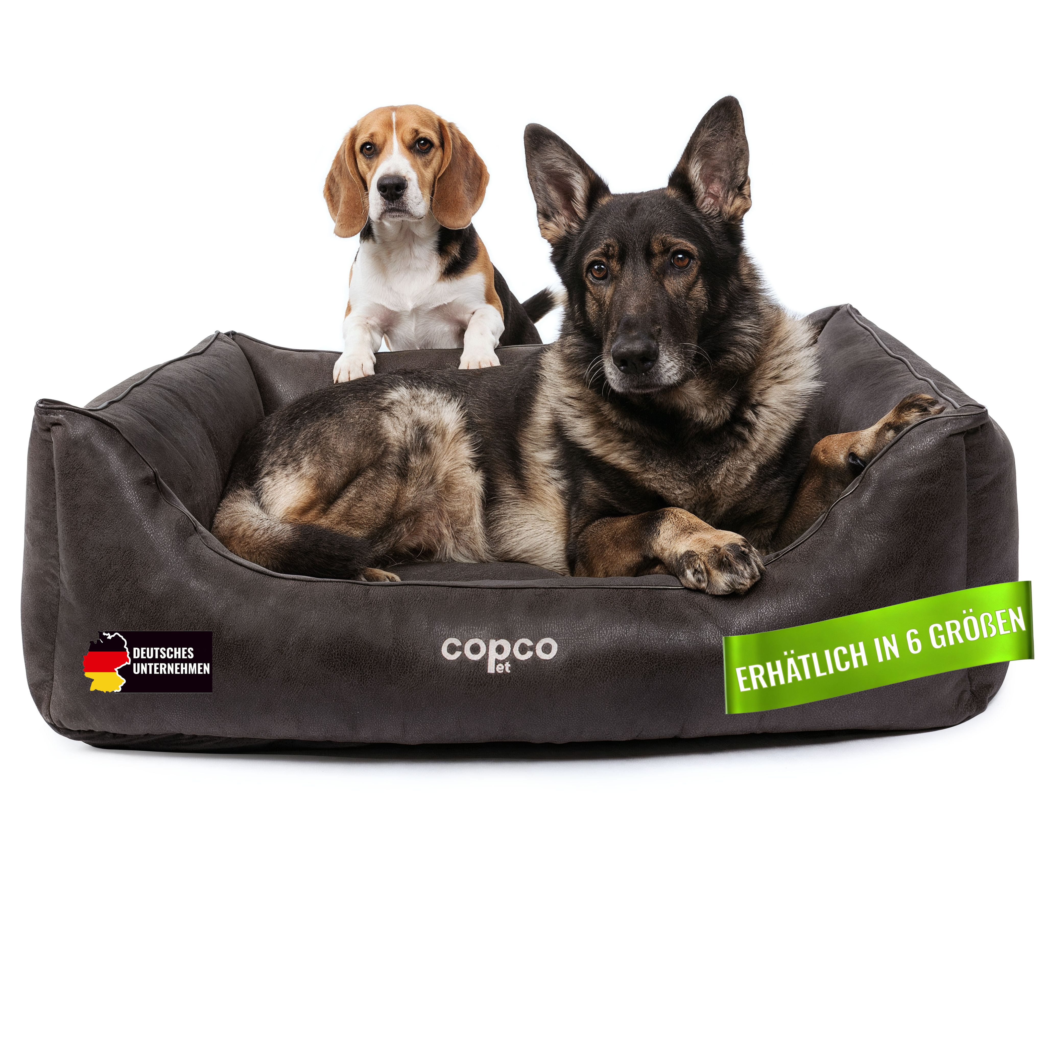 CopcoPet Hundebett Emma Antik Schwarz M ca. 70 x 55 cm Schaumstoff-Kissen
