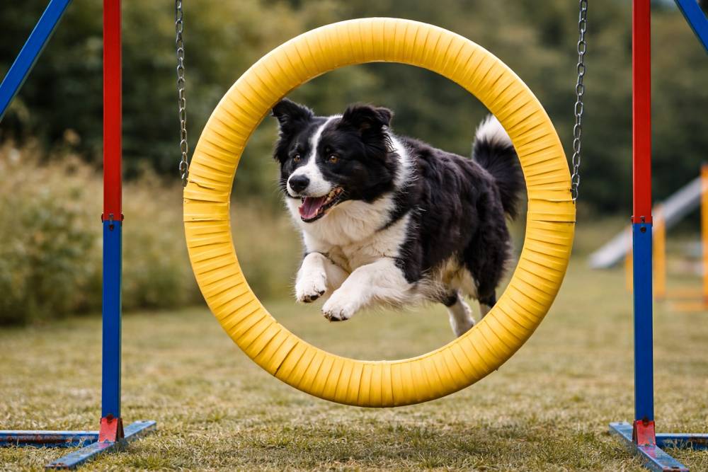 Hund im Agility-Parcours