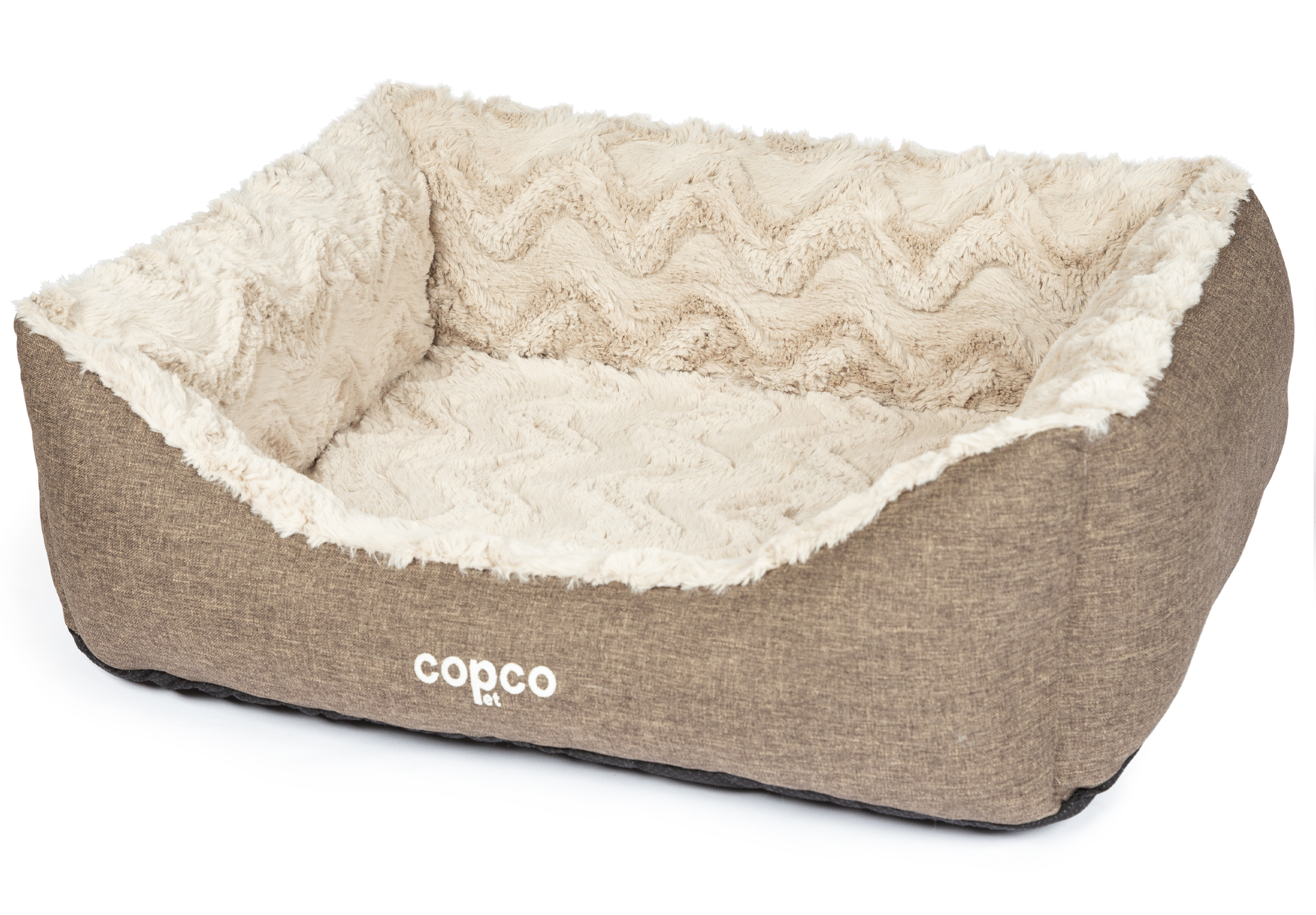 CopcoPet Pia Hundebett Beige ca. 80 x 60 cm Schaumstoff-Kissen