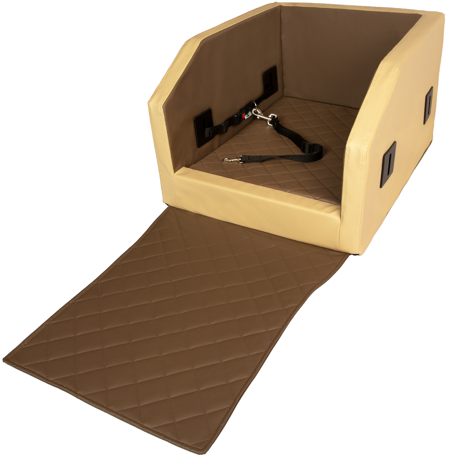 CopcoPet Autohundebett Vordersitz 55 x 55 x 38 cm Mocca Orthopädisch