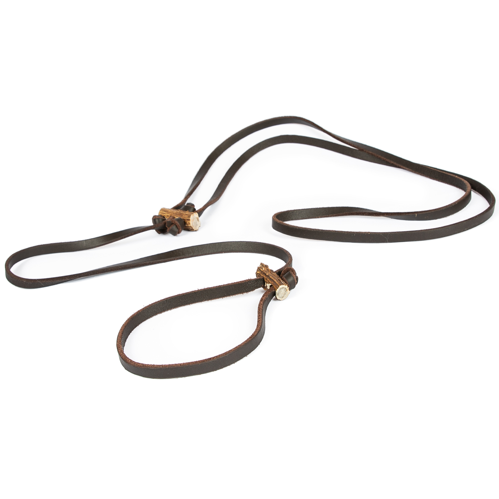 Fettlederleine - Lautlose Jagdleine mit Hirschhorn Braun 2,80 m x 6 mm