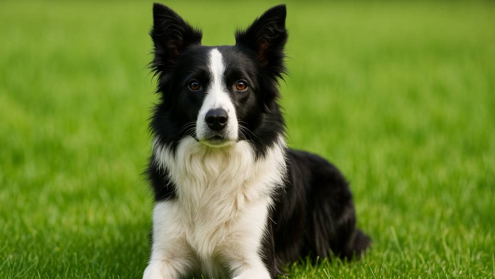 Border Collie auf einer grünen Wiese