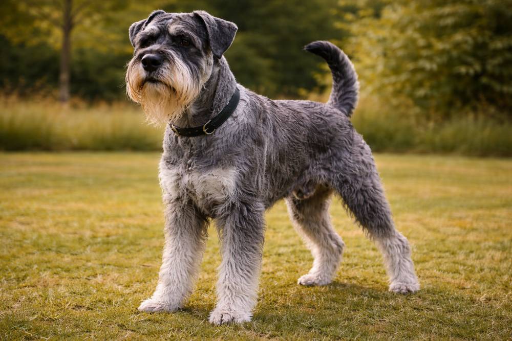 Mittelschnauzer im Freien