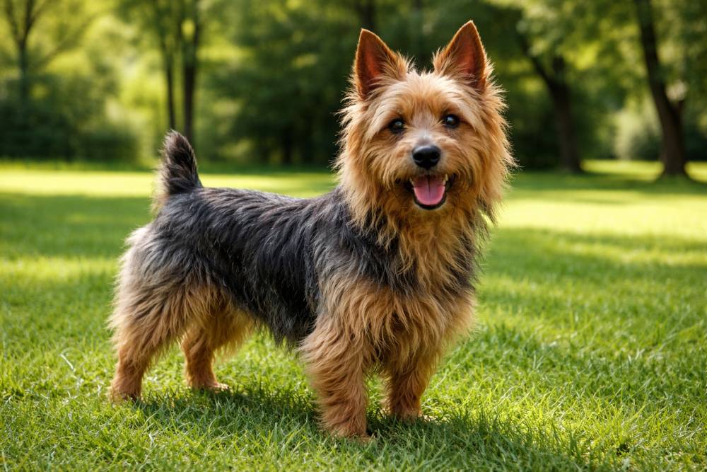 Australian Terrier im Freien auf einer Wiese