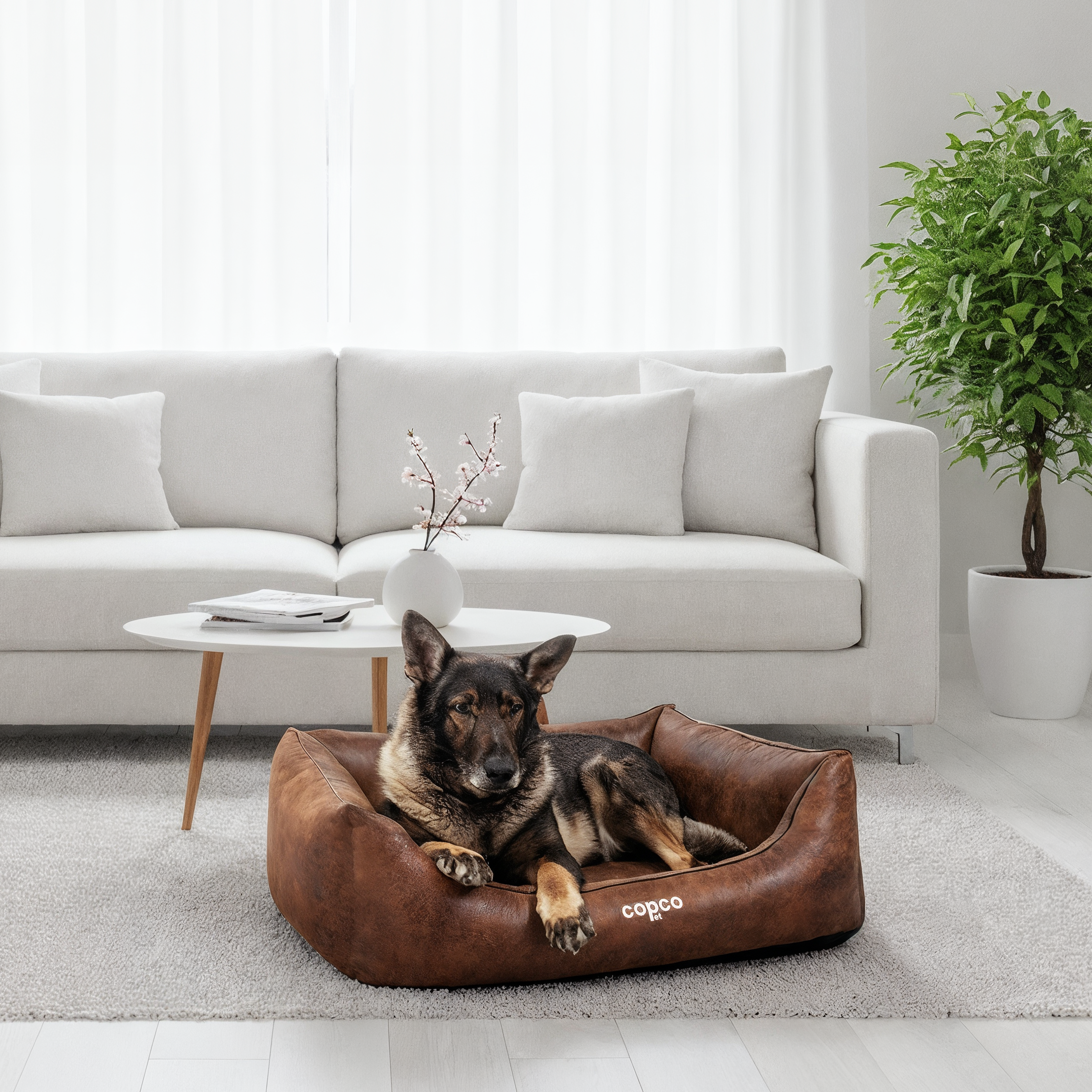 CopcoPet Hundebett Emma Antik Braun M ca. 70 x 55 cm Schaumstoff-Kissen