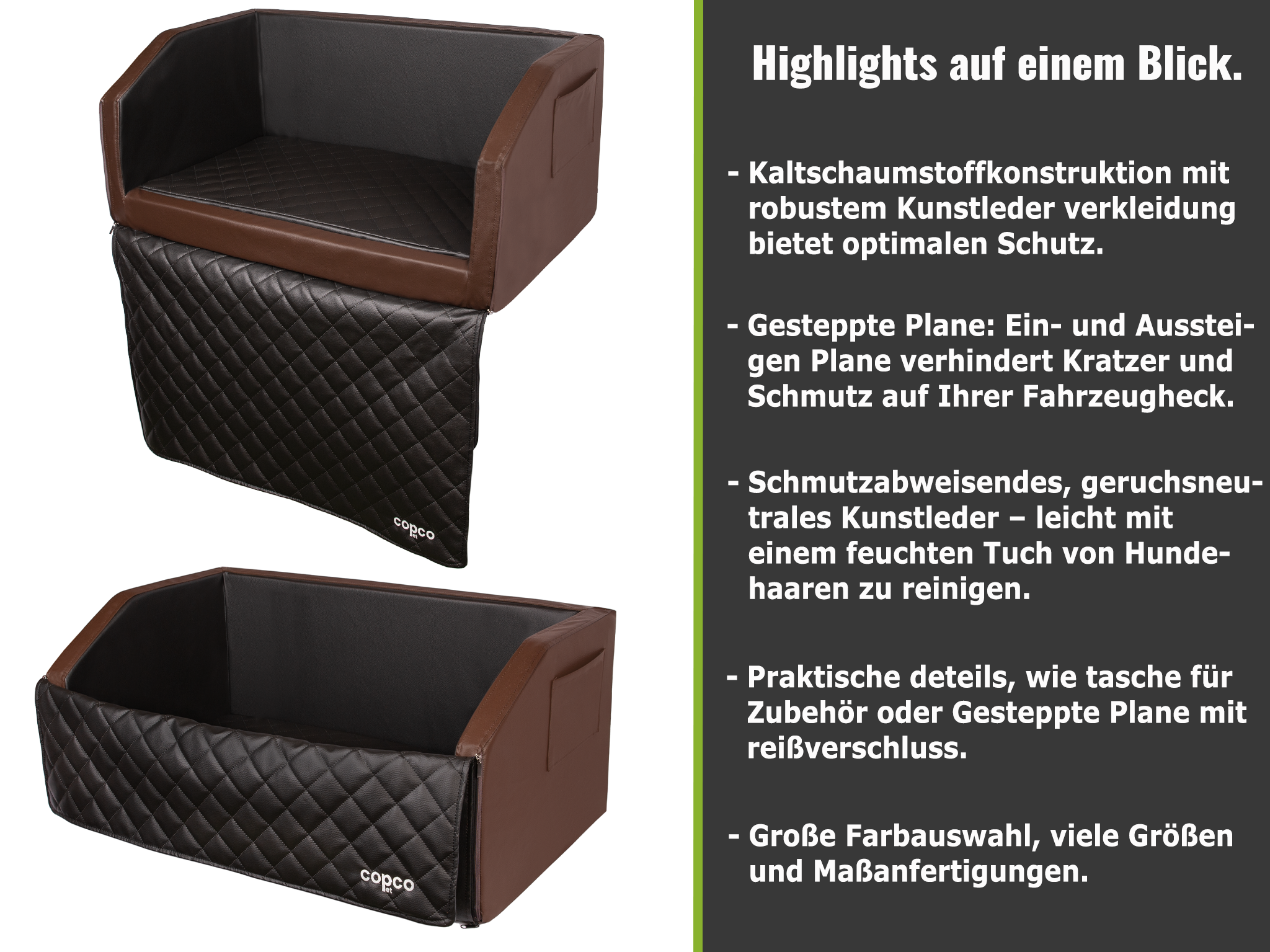 Travel Bed Hunde Reisebett Braun/Schwarz 110 x 90 cm mit Gurtsystem Viscoschaumstoff