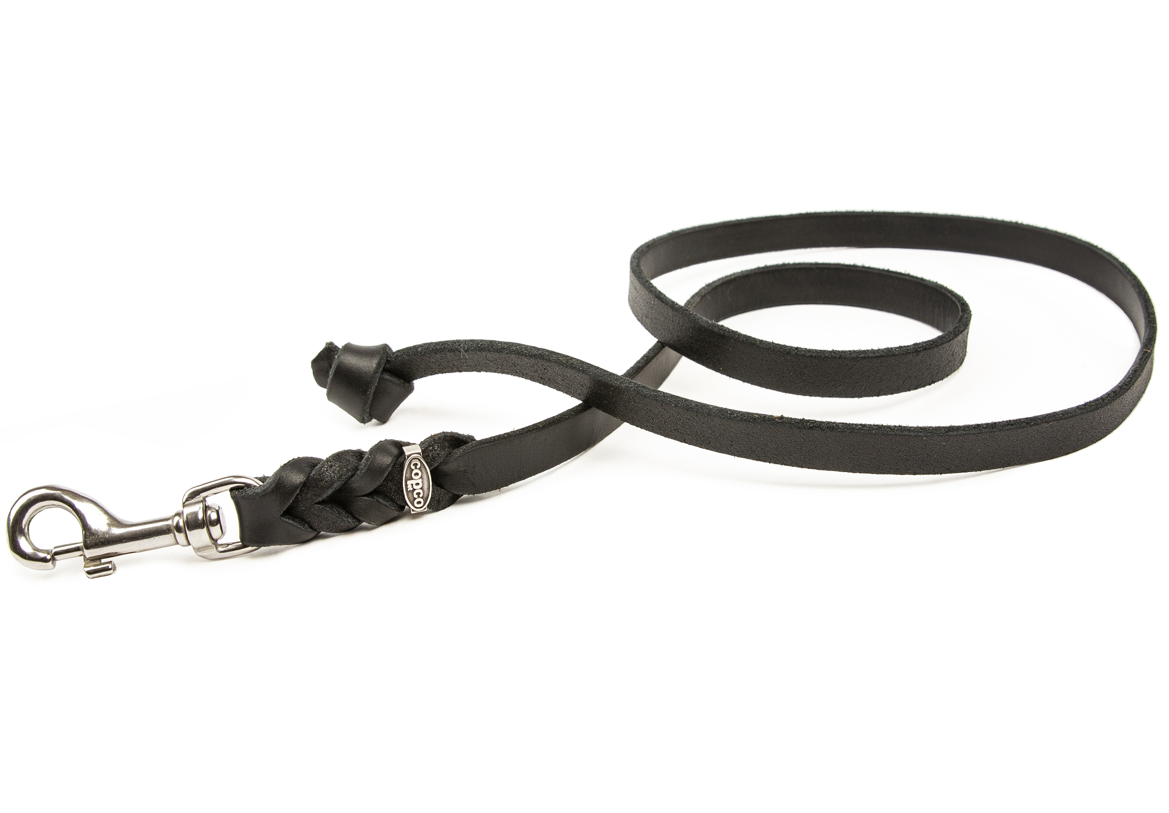 Fettleder-Leine Edelstahl ohne Handschlaufe Schwarz 10 m x 12 mm