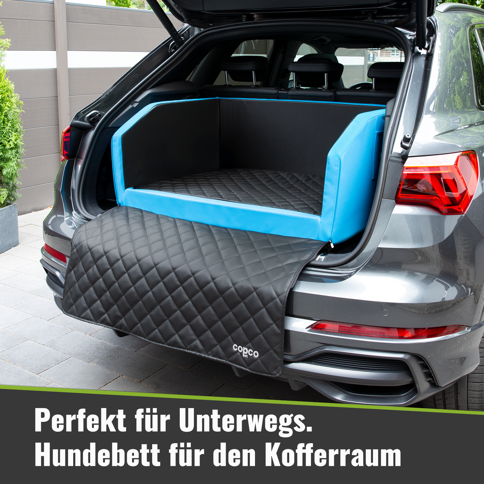 Travel Bed Hunde Reisebett Blau/Grau 90 x 70 cm ohne Gurtsystem Viscoschaumstoff