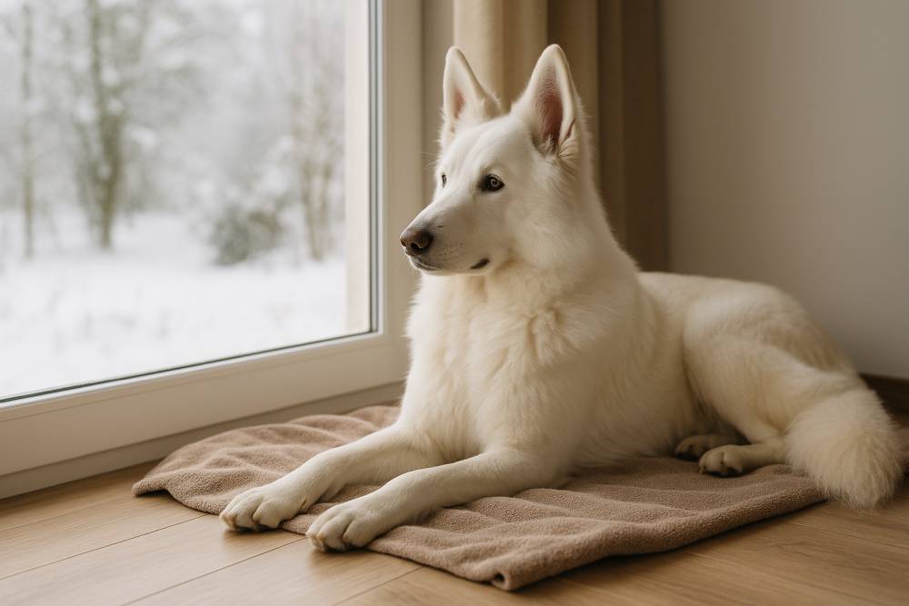 Berger Blanc Suisse vor einem Fenster
