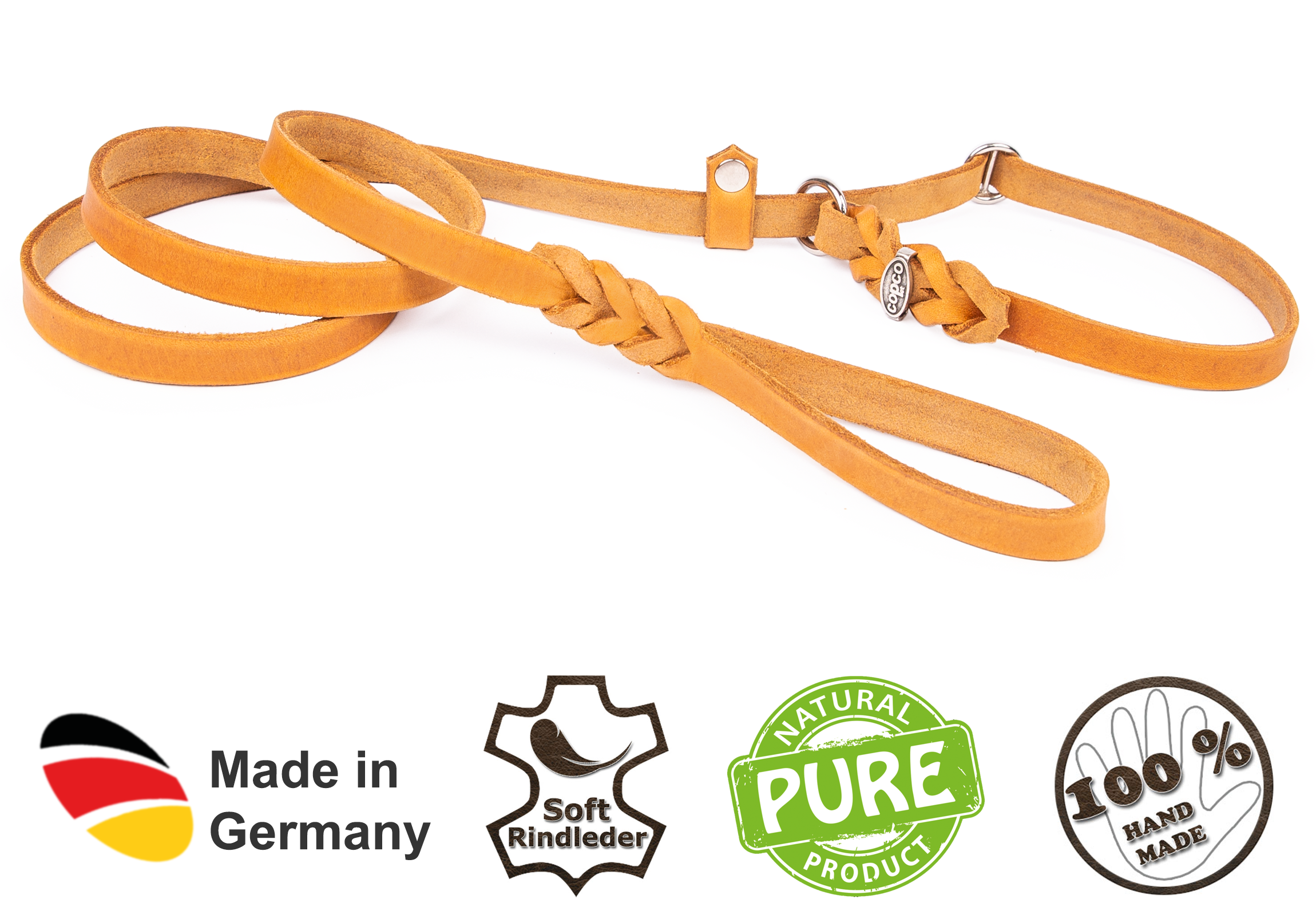 Agility-Retrieverleine Verchromt Cognac 1.20 cm x 10 mm