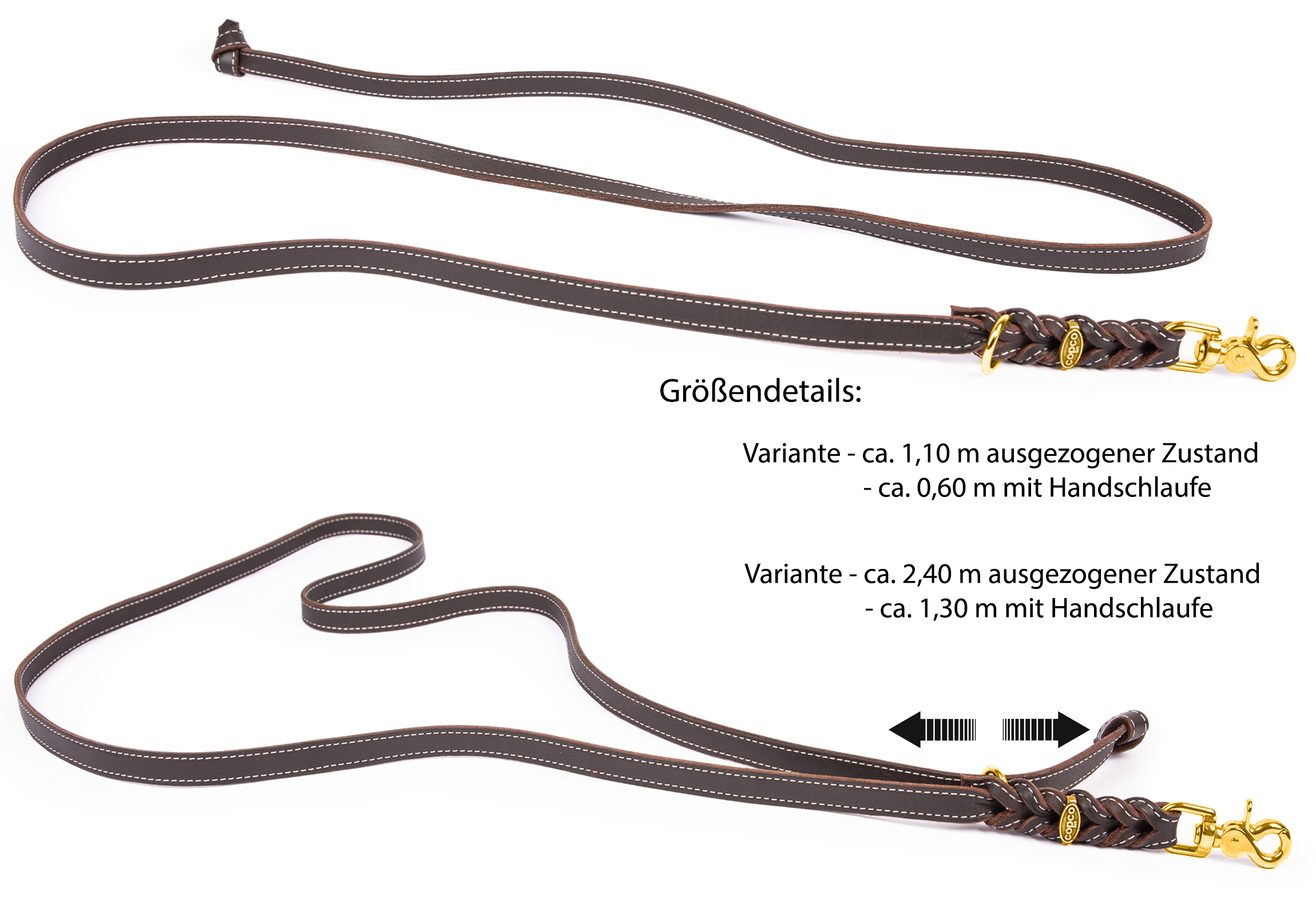 CopcoPet Hundeleine Cezar Marineblau Schnapphaken Messing 2,40 m x 18 mm