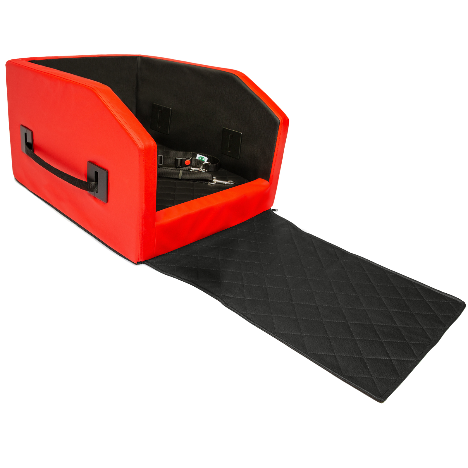 CopcoPet Autohundebett Vordersitz 55 x 55 x 38 cm Rot-Schwarz Orthopädisch