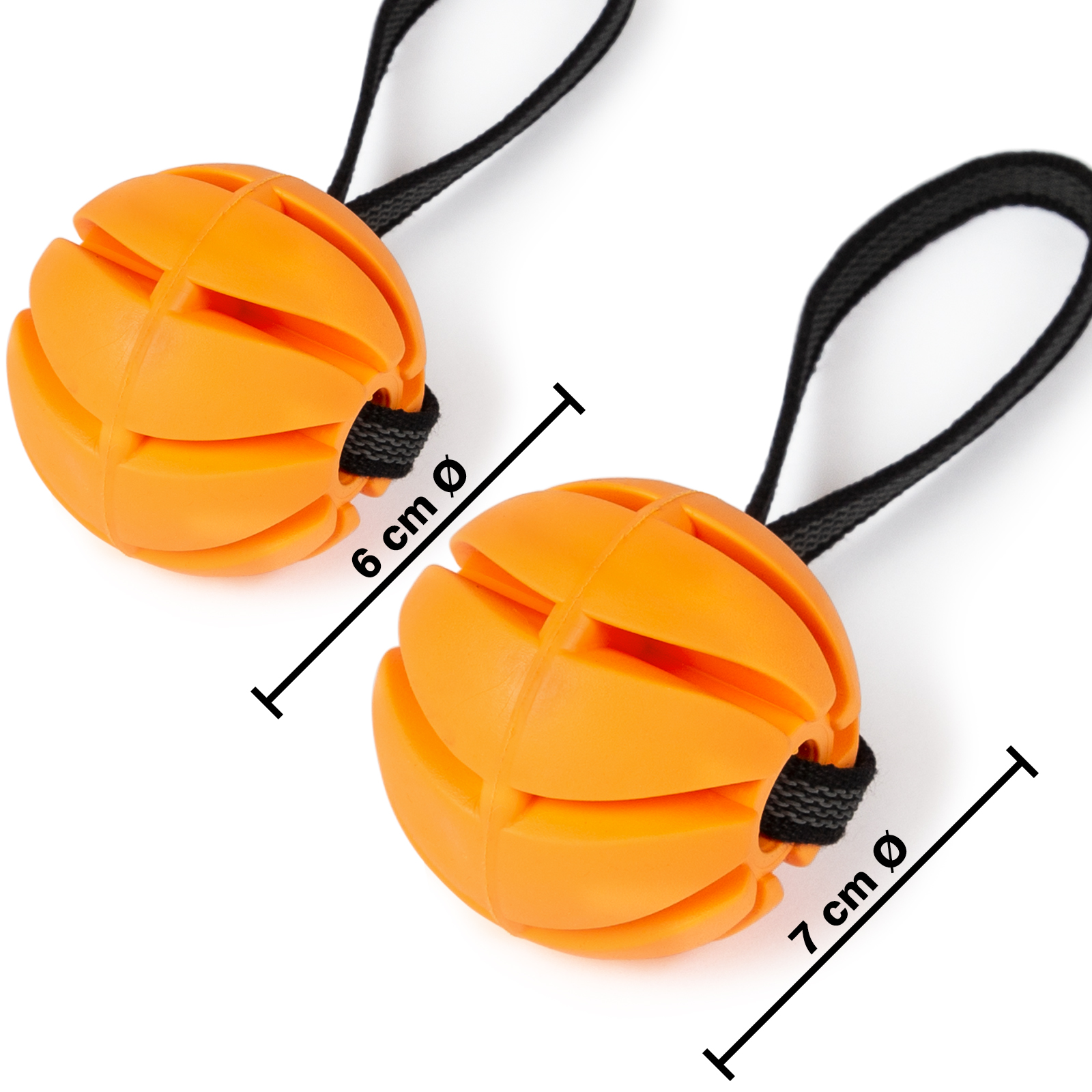 CopcoPet - hundeballspirale mit gummierter Handschlaufe Gr.: 7 cm Ø Orange