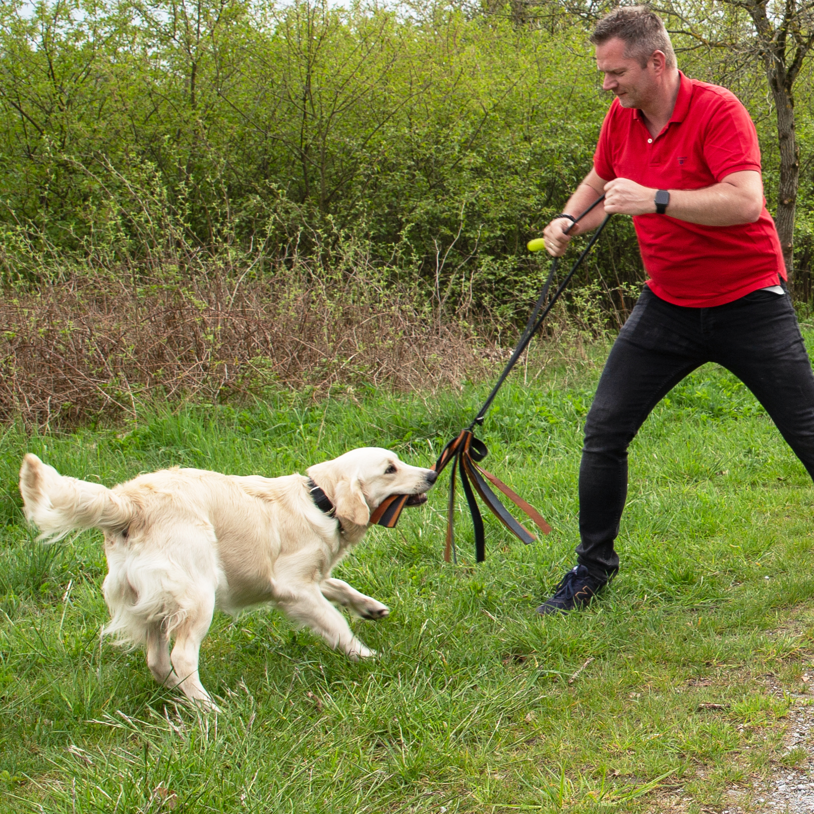Interaktives Hundespielzeug, Hetzlappen aus Leder
