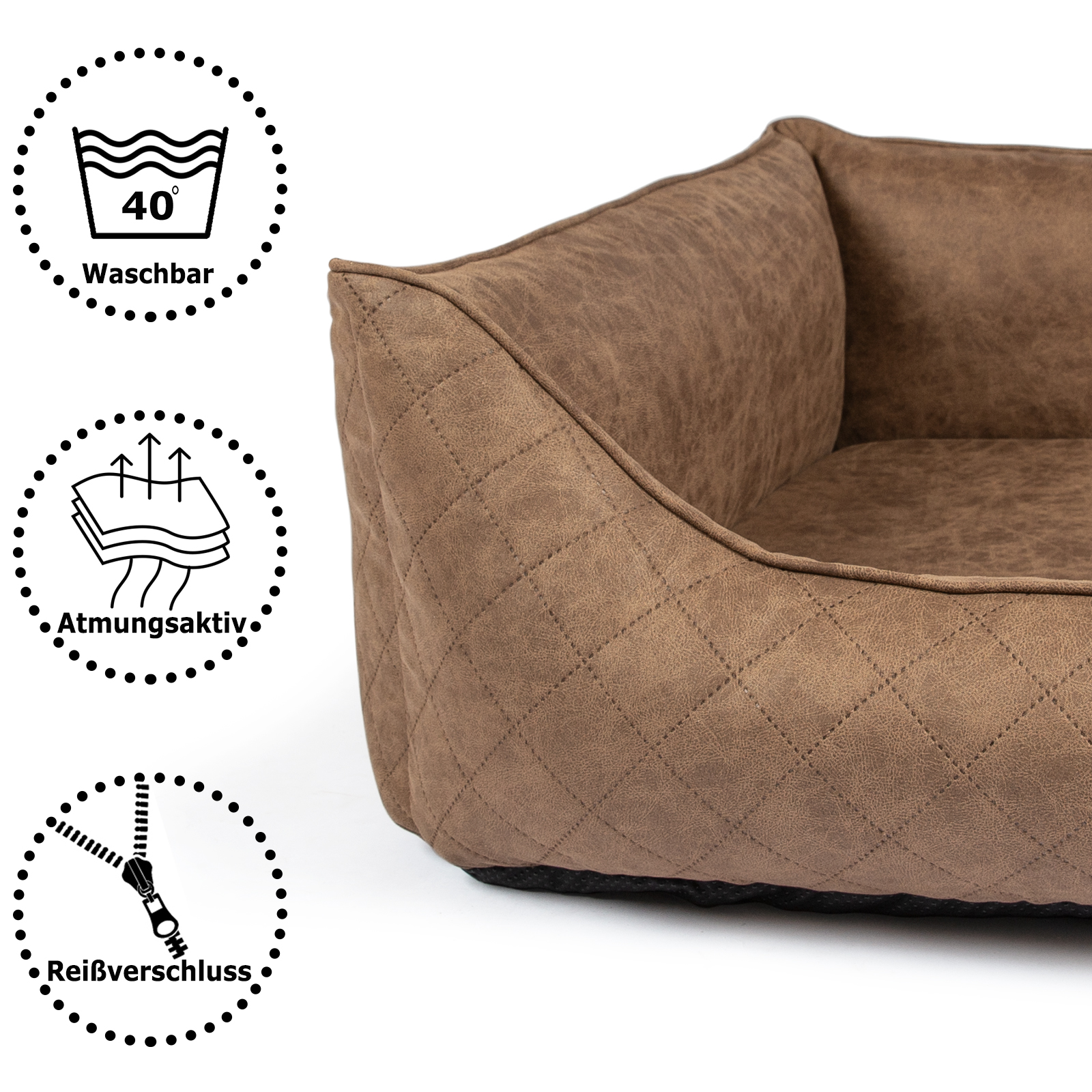 CopcoPet Hundebett Hugo Braun L ca. 90 x 70 cm Visco (orthopädisch)